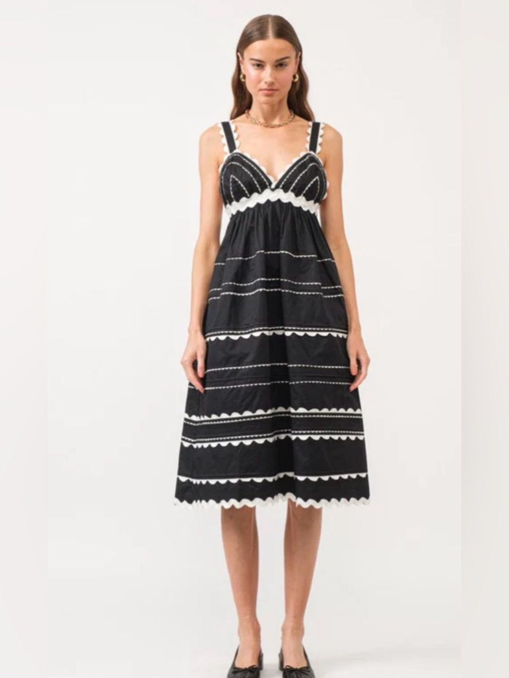 Vestique Black and White Midi adorable 
Dress